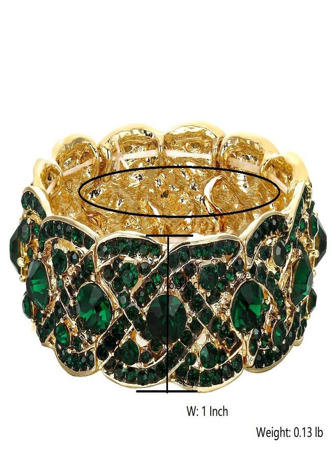 Hapibuy Crystal Elastic Stretch Bracelet Adjustable Wedding Bridal Bangle Tennis Bracelet for bride bridesmaids (Green) - Image 3