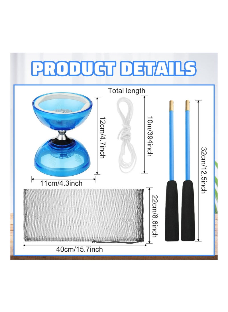 Y&D - Diabolo, 3 Set Chinese Yo Yo, LED Diabolo Toy, Light Up with Sticks, String Net Bag for Beginners, Green, Purple, Blue, Yoyo Set, Easier Lasts Longer - Image 1