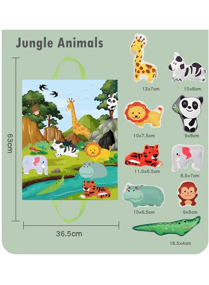 9PCS Soft Animal Toys with Playmat and Storage Bag, Built-in Sounds, Washable & Non-fading, Educational and Safe Plush Animals for Toddlers, Tummy Time Baby  - Image 3