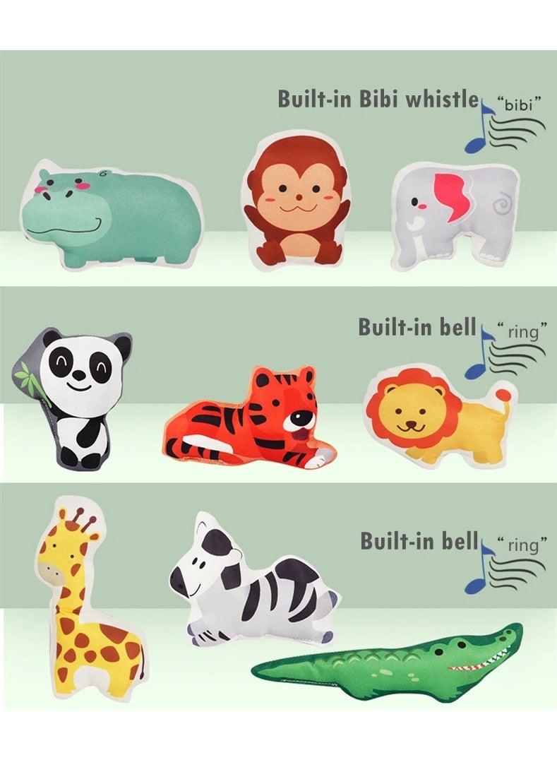9PCS Soft Animal Toys with Playmat and Storage Bag, Built-in Sounds, Washable & Non-fading, Educational and Safe Plush Animals for Toddlers, Tummy Time Baby  - Image 2