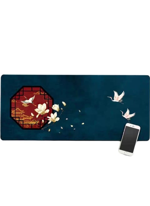 Extended Gaming Mouse Pad, Chinese Element Large Desk Mat Non-Slip Rubber Base with Stitched Edges(35.4x15.7in), Waterproof Computer Keyboard Mouse Mat for Work, Game, Office, Home