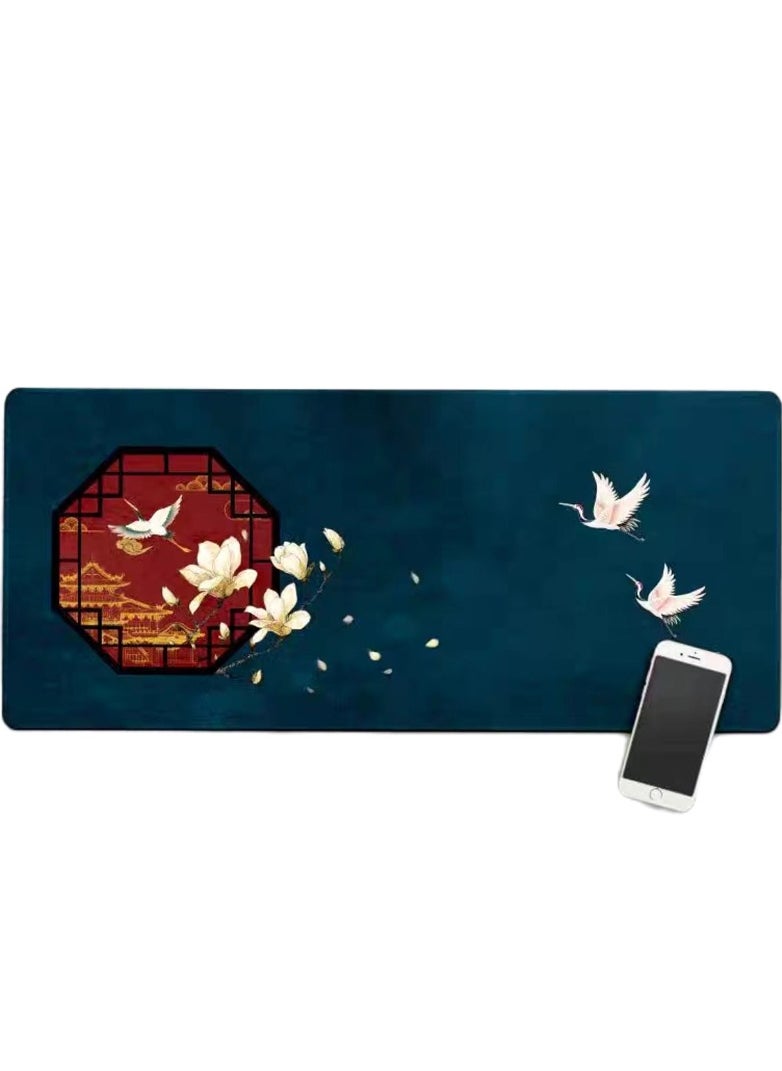 Mistyblue Extended Gaming Mouse Pad, Chinese Element Large Desk Mat Non-Slip Rubber Base with Stitched Edges(35.4x15.7in), Waterproof Computer Keyboard Mouse Mat for Work, Game, Office, Home  - Image 1