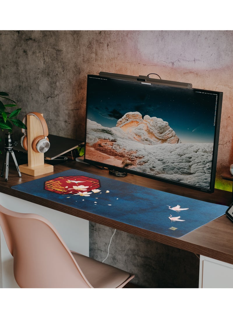 Mistyblue Extended Gaming Mouse Pad, Chinese Element Large Desk Mat Non-Slip Rubber Base with Stitched Edges(35.4x15.7in), Waterproof Computer Keyboard Mouse Mat for Work, Game, Office, Home  - Image 2