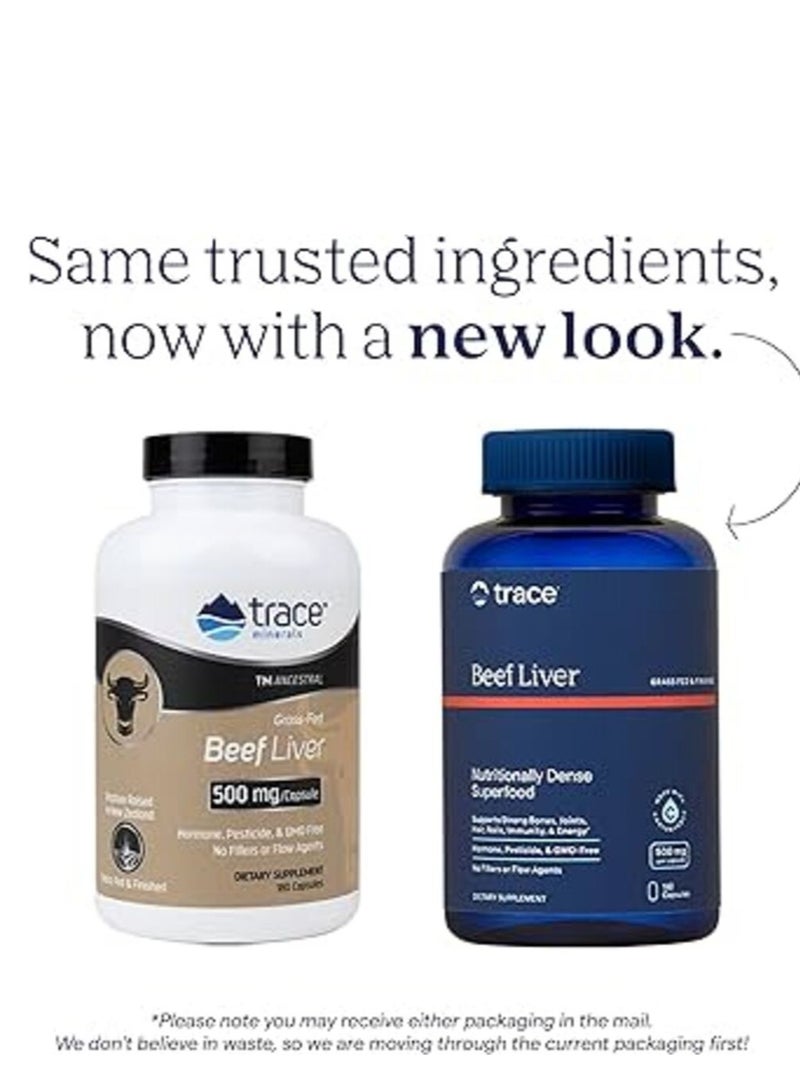 Trace Minerals TM Ancestral, Grass-Fed Beef Liver, 500 mg , 180 Capsules