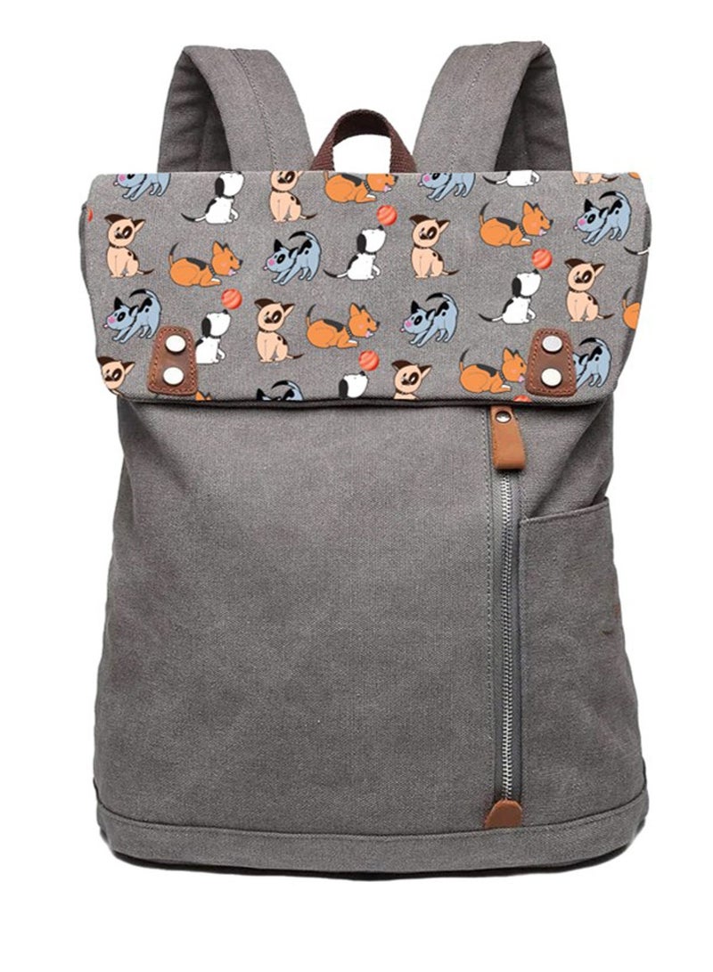 بيج ديزاين حقيبة ظهر بيج ديزاين دوغز الكلاسيكية مضادة للسرقة ومضادة للماء للكمبيوتر المحمول، لون رمادي - Image 1