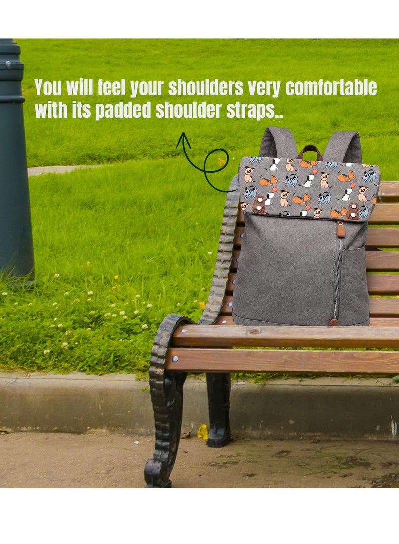 بيج ديزاين حقيبة ظهر بيج ديزاين دوغز الكلاسيكية مضادة للسرقة ومضادة للماء للكمبيوتر المحمول، لون رمادي - Image 5