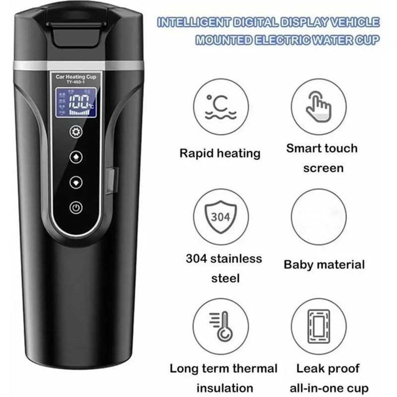 Car-Mounted Heating Cup, Boiling Cup, Car Thermos Cup, Electric Kettle for Cars, Car Electric Cup, Water Heater, 12/24V,Black - Image 4