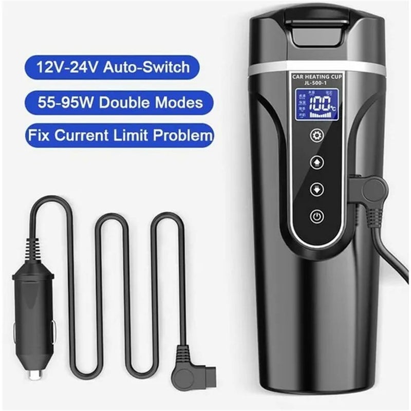 Car-Mounted Heating Cup, Boiling Cup, Car Thermos Cup, Electric Kettle for Cars, Car Electric Cup, Water Heater, 12/24V,Black - Image 2
