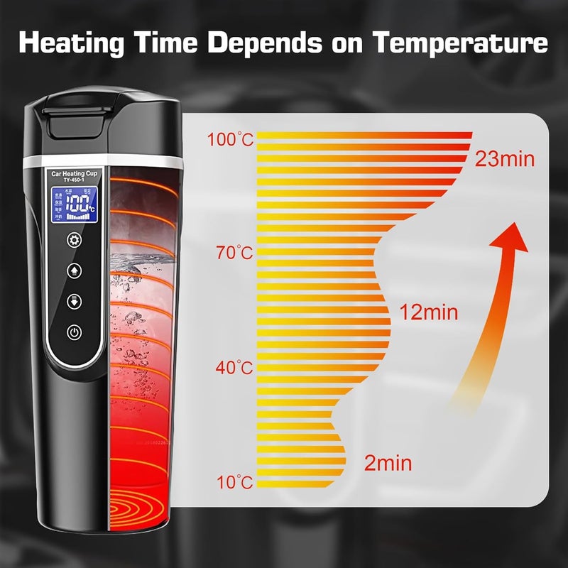 Car-Mounted Heating Cup, Boiling Cup, Car Thermos Cup, Electric Kettle for Cars, Car Electric Cup, Water Heater, 12/24V,Black - Image 5