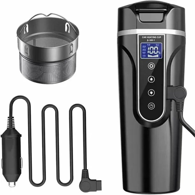 Car-Mounted Heating Cup, Boiling Cup, Car Thermos Cup, Electric Kettle for Cars, Car Electric Cup, Water Heater, 12/24V,Black - Image 1