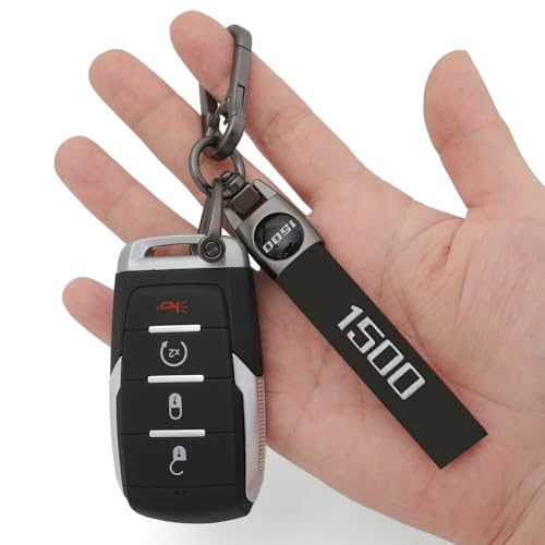 LINOAH Key Chain for Ram 1500 Leather Car Keychain, Compatiable With Dodge Ram 1500 Accessories, Black Key Chain with 360 Degree Rotatable, Anti-Lost D-Ring - Image 2