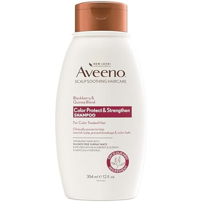 Aveeno BLACKBERRY QUINOA PROTEIN BLEND SULFATE-FREE SHAMPOO FOR COLOR-TREATED HAIR PROTECTION, DAILY STRENGTHENING & MOISTURIZING SHAMPOO, PARABEN & DYE-FREE, 12 FL OZ - Image 2