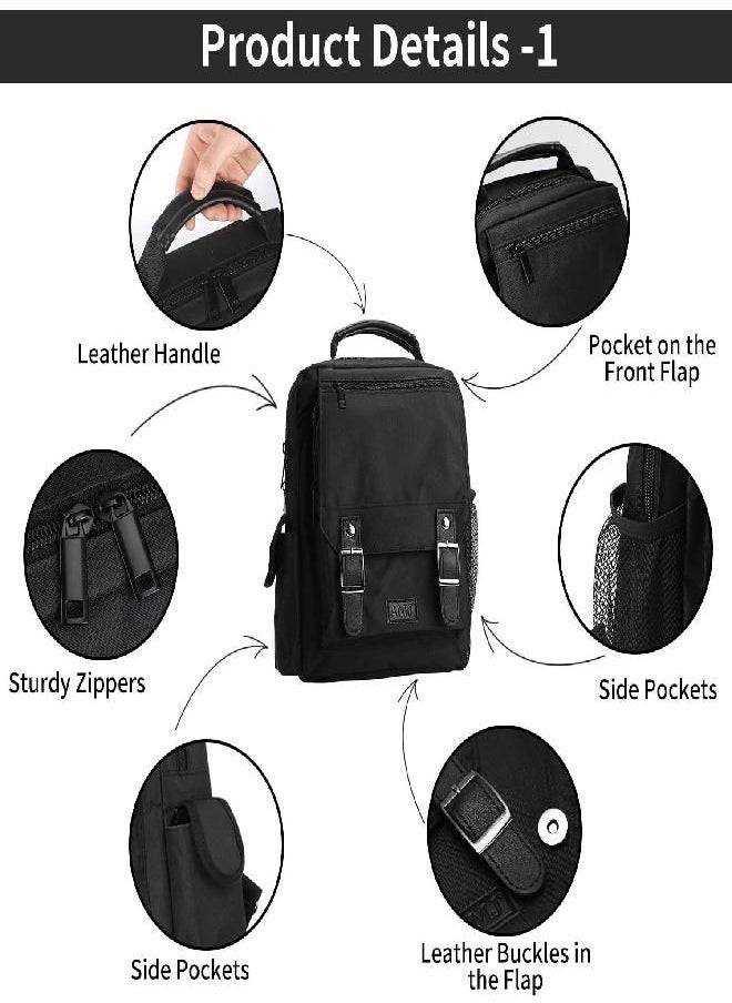 AMJ - Crossbody Messenger Bag, Small Sling Shoulder Backpack For Men & Women, Travel Chest Daypack For Hiking, Camping, Sports, Outdoor (Black) - Image 1