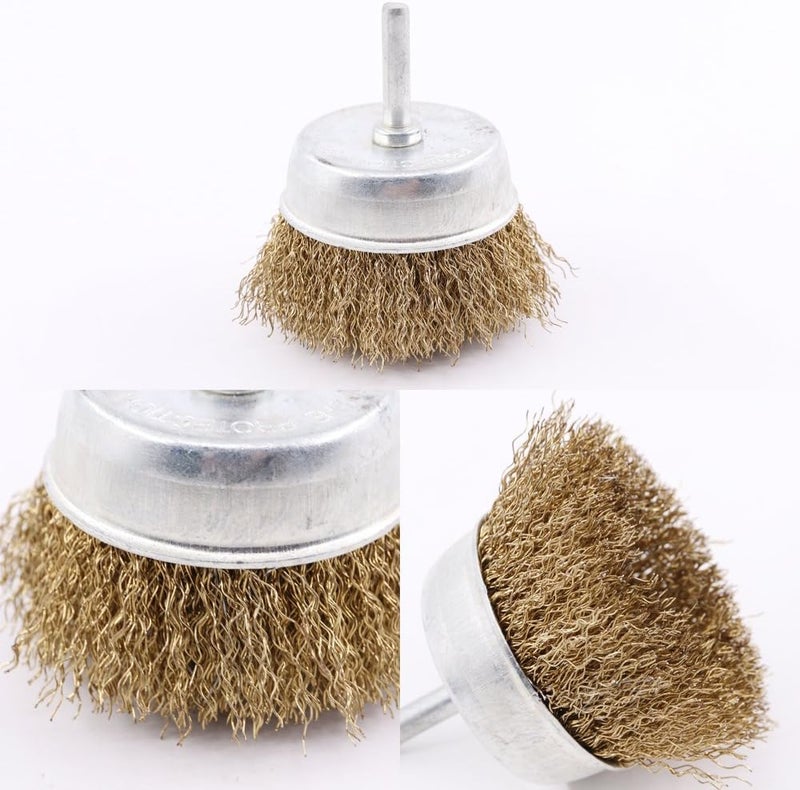 Glarks 3 Pack Knotted & Crimped Cup Steel Wire Wheels Brush & Carbon Knot Wire End Brush For Rust removal, Corrosion and Scrub Surfaces - Image 3