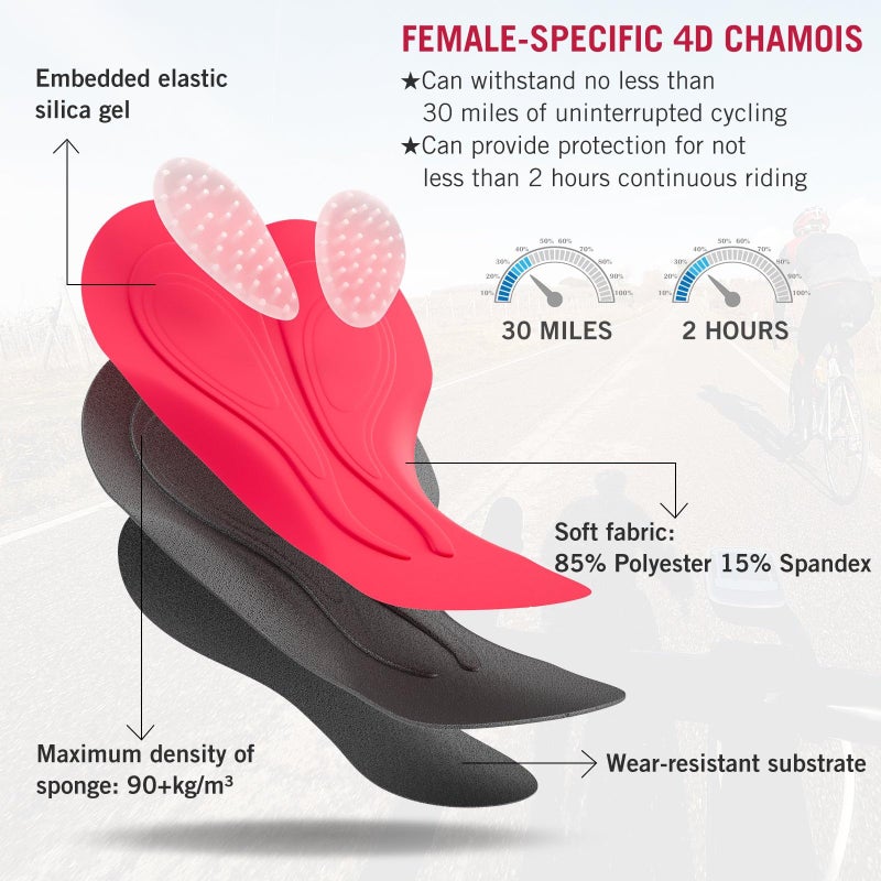 Baleaf شورتات دراجة بايليف 4D مبطنة للنساء 10" شورتات ركوب الدراجات مع حشوة جيوب دراجة هوائية UPF50+ أسود M - Image 4