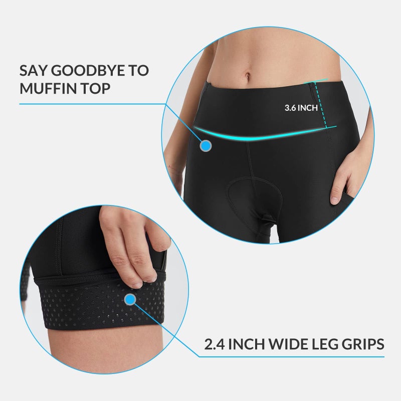 Baleaf شورتات دراجة بايليف 4D مبطنة للنساء 10" شورتات ركوب الدراجات مع حشوة جيوب دراجة هوائية UPF50+ أسود M - Image 3