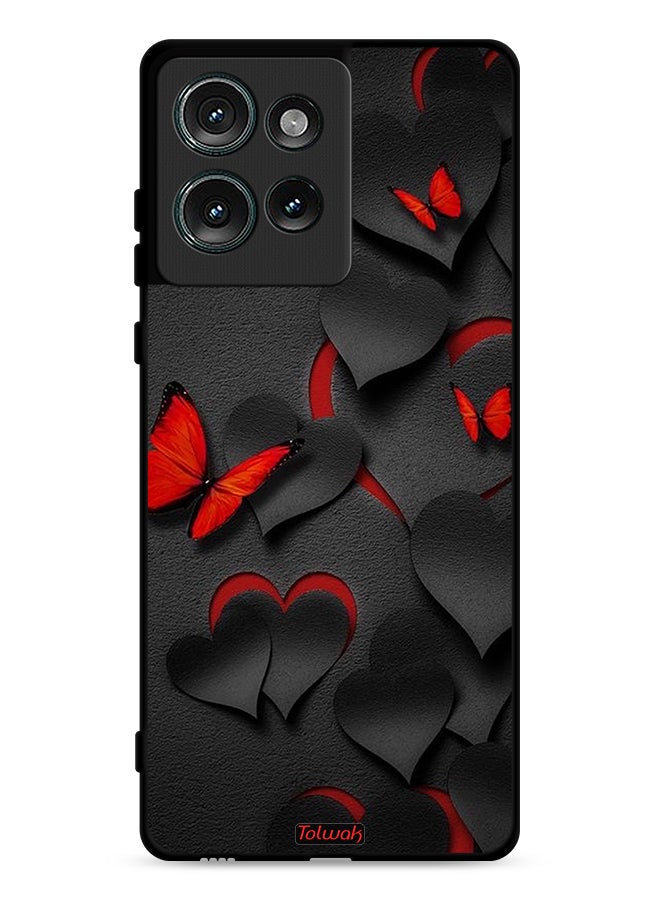 Tolwak Motorola Edge 50 Protective Case Cover Hearts And Butterflies Pattern - Image 1