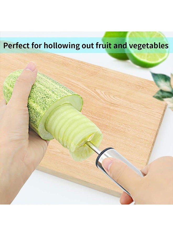 Stainless Steel Vegetable Drill with Sharp Blade and Ergonomic Anti Slip Handle, Fruit Corer and Veggie Spiralizer Twister for Coring and Hollowing out Zucchini, Potatoes, Carrot, Apple, 4 Sizes - Image 4
