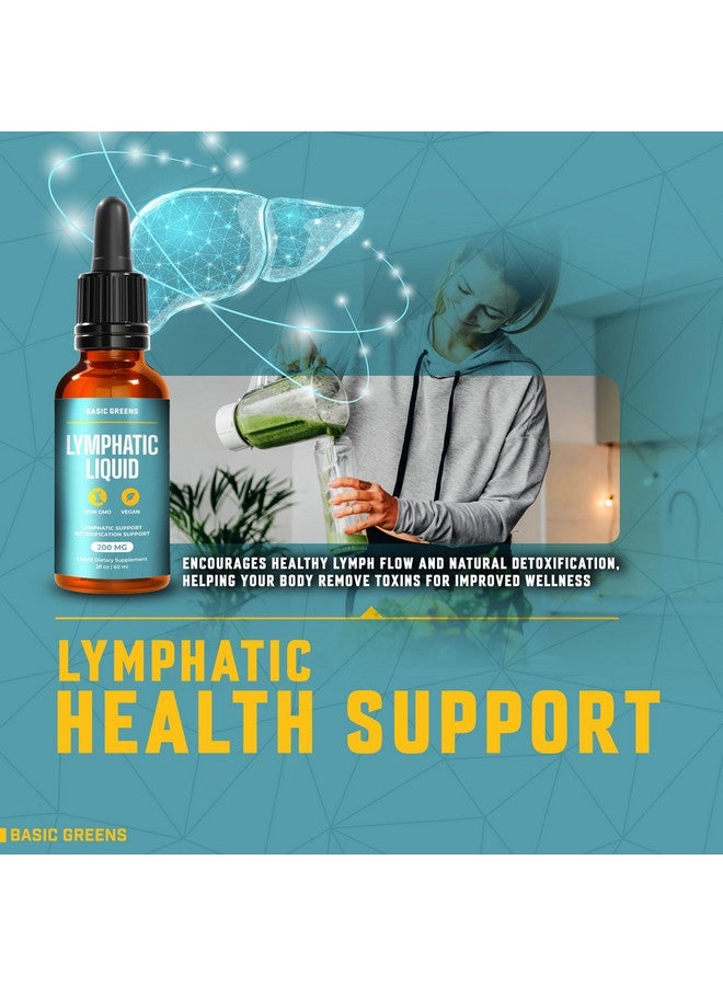 BASIC GREENS Lymphatic Support Liquid - Natural Immune Booster for Lymphatic Drainage, Fluid Balance, and Daily Cleanse, Easy - Absorb Liquid Formula for Wellness Support, 2 Fl Oz - Image 2