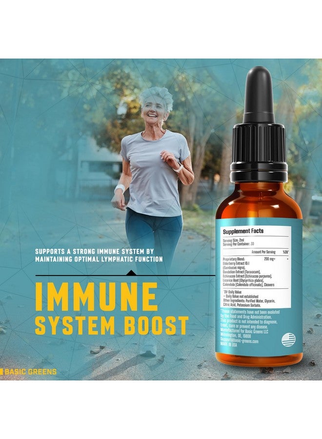 BASIC GREENS Lymphatic Support Liquid - Natural Immune Booster for Lymphatic Drainage, Fluid Balance, and Daily Cleanse, Easy - Absorb Liquid Formula for Wellness Support, 2 Fl Oz - Image 3