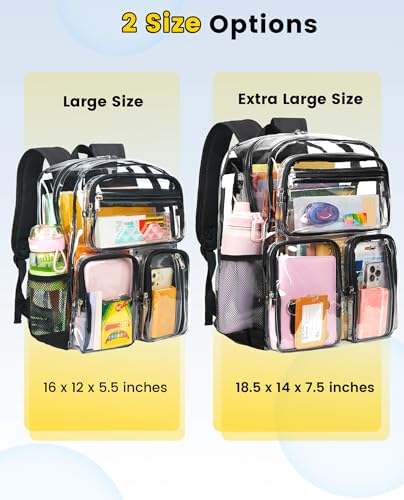 Vorspack Clear Backpack Heavy Duty - Extra Large Clear Bookbag Transparent See Through Backpacks for College Work Festival - Black - Image 2