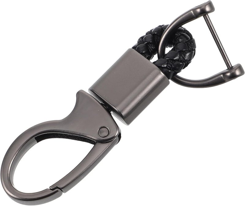 Zinc Alloy Car Keychain with Key Fob Holder Short Black D-ring Key Ring for Men Creative Waist Hanging Accessory and Security Use - Image 1