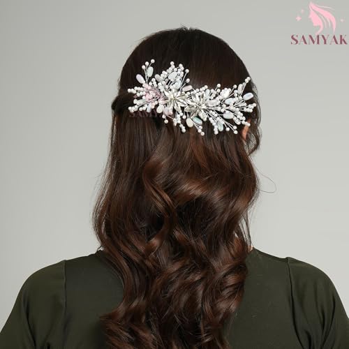 Samyak Wedding Hair Pins Handmade Pearl & Crystal Bridal Tiara Bridesmaid Hair Decoration Accessories (silver) - Image 5