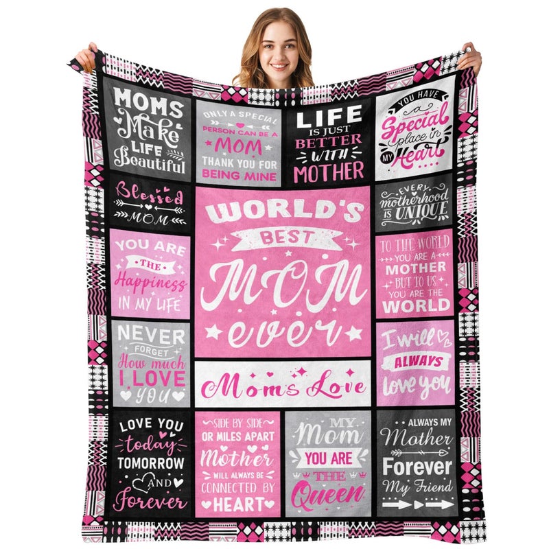 PVDSAVE Moms Mothers Day Birthday Gifts from Daughter Son - Blanket Gifts for Mom - World's Best Mom Ever Gifts - Christmas Valentines Day Birthday Present for Moms - Mother Life Blanket 50"x60" - Image 1