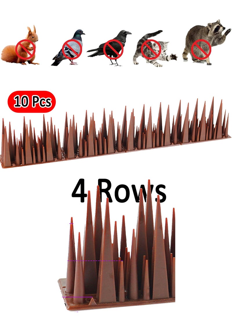Generic Bird Spikes, 10 Pack Anti-Pigeon & Squirrel Deterrent with 4-Layer Height Design – Durable & Flexible Plastic Spikes for Fence, Railing, Roof & Garden – Cuttable, Stackable & Easy to Install for Homes, Offices, Farms(Brown)  - Image 1