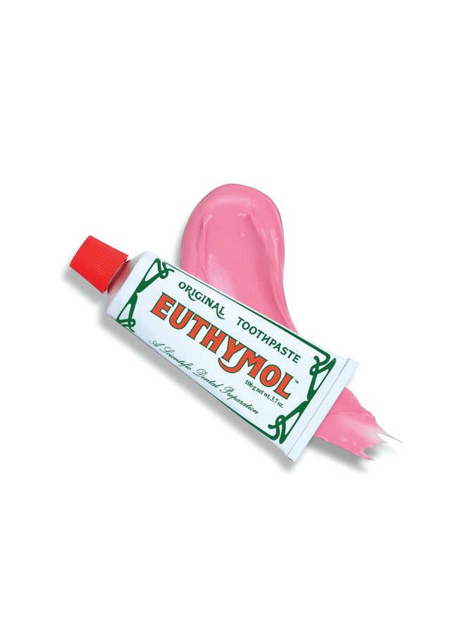 Euthymol [Euthymol] Natural Flouride-Free Formula/Strong Mint Flavor for Fresh Breath, 3.7 oz | Classic Pink Toothpaste for Fresh Breath, Plaque & Tartar Remover | Travel Size Aluminum Recyclable Tube  - Image 2
