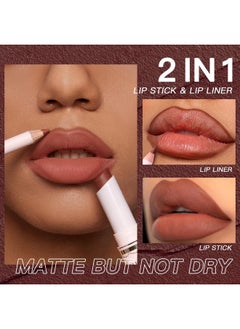 Ushas USHAS Lipstick and Lip Liner Combo Set 2 in 1 Waterproof Lipstick for Women Lip liner Set Long Lasting Lipstick, Matte Lipstick Pen with Lip Liner Set Makeup Kits (S9, Pack of 1)  - Image 2