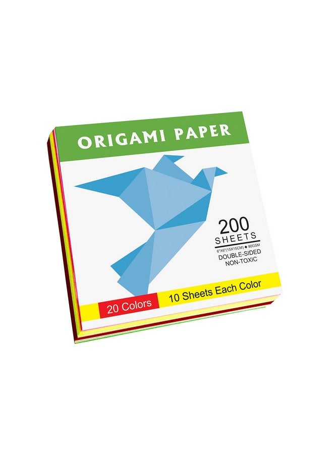 بوبو ورق أوريجامي ملون مزدوج الوجهين - 200 ورقة - 20 لونًا - ورق سهل الطي للمبتدئين بمقاس 6 بوصات - Image 4