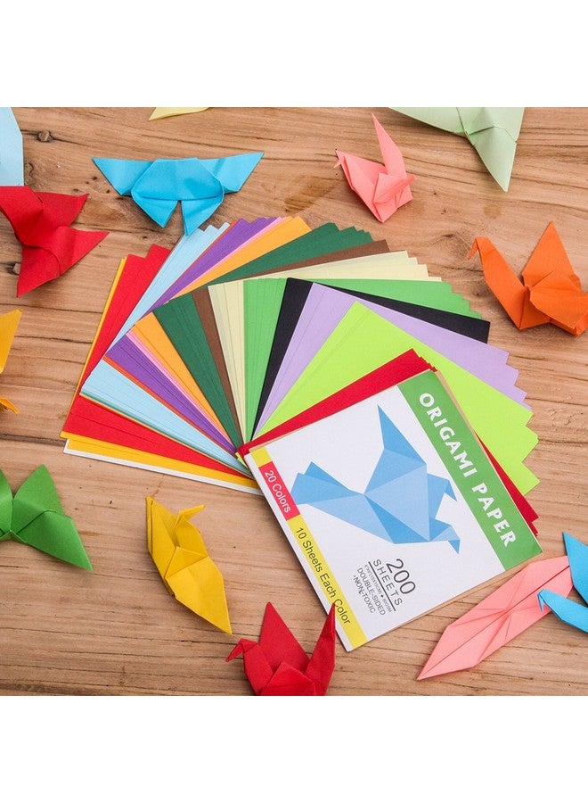 بوبو ورق أوريجامي ملون مزدوج الوجهين - 200 ورقة - 20 لونًا - ورق سهل الطي للمبتدئين بمقاس 6 بوصات - Image 3