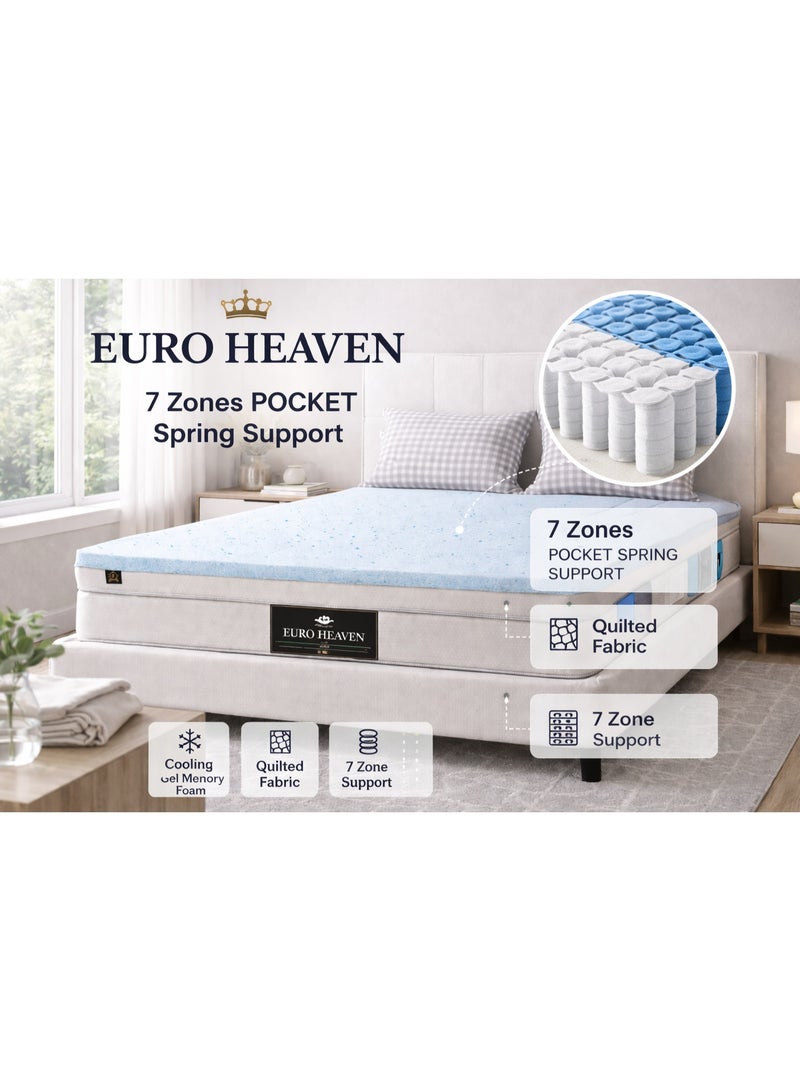 Rexal Home Euro Heaven 30 CM Premium Pocket Spring Mattress 90 × 200 – Gel Infused Memory Foam, High Resilience Foam, Medium Firm Support, Pressure Relief & Low Motion Transfer - Image 3