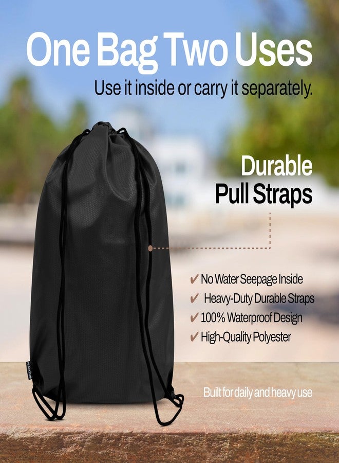 MUTMAIN Full Bag Cover Waterproof rain Cover for Backpack 20L to 50L with Storage Pouch, Drawstring Bag Design, All Side Covered Bags for School, Laptop, Travel and Camera with Shoulder Strap (Black) - Image 4