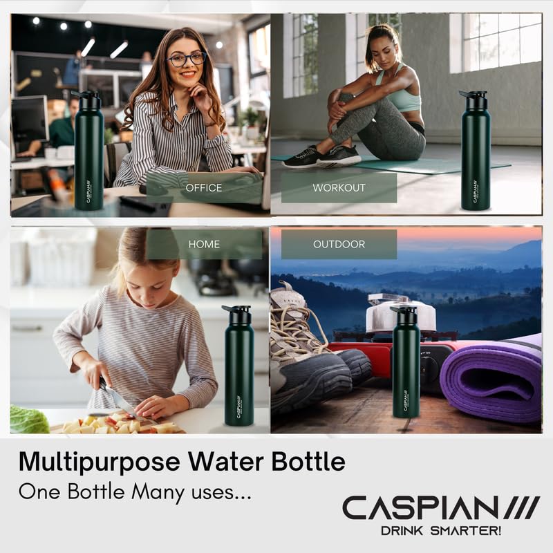 CASPIAN /// HIke ISI Certified Stainless Steel Water Bottle 1 ltr. (Forest Green, 1 Litre) | Leak Proof Sipper for Fridge Home Office Travel School Kids Boys Girls Adults Sports Gym Yoga | BPA Free - Image 5