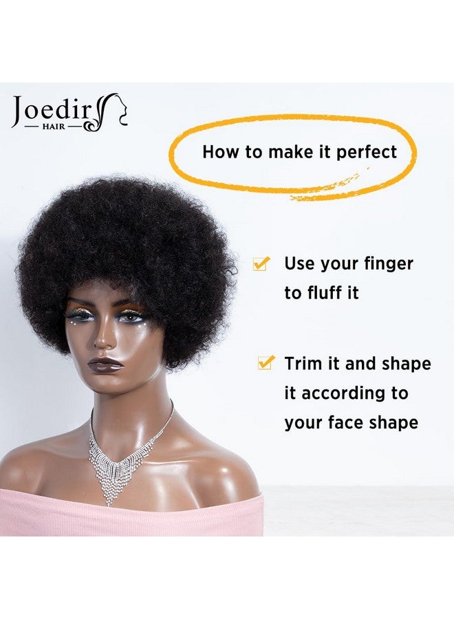 جويدر هير باروكة شعر بشري أفريقي قصير من JOEDIR HAIR للنساء ذوات البشرة السوداء، باروكة شعر أفريقي مجعدة سوداء طبيعية ناعمة ومرنة بدون غراء، كثافة 130% (اللون: طبيعي) - Image 3