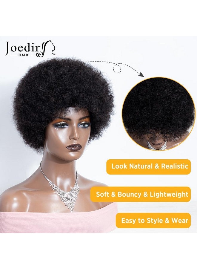 جويدر هير باروكة شعر بشري أفريقي قصير من JOEDIR HAIR للنساء ذوات البشرة السوداء، باروكة شعر أفريقي مجعدة سوداء طبيعية ناعمة ومرنة بدون غراء، كثافة 130% (اللون: طبيعي) - Image 2