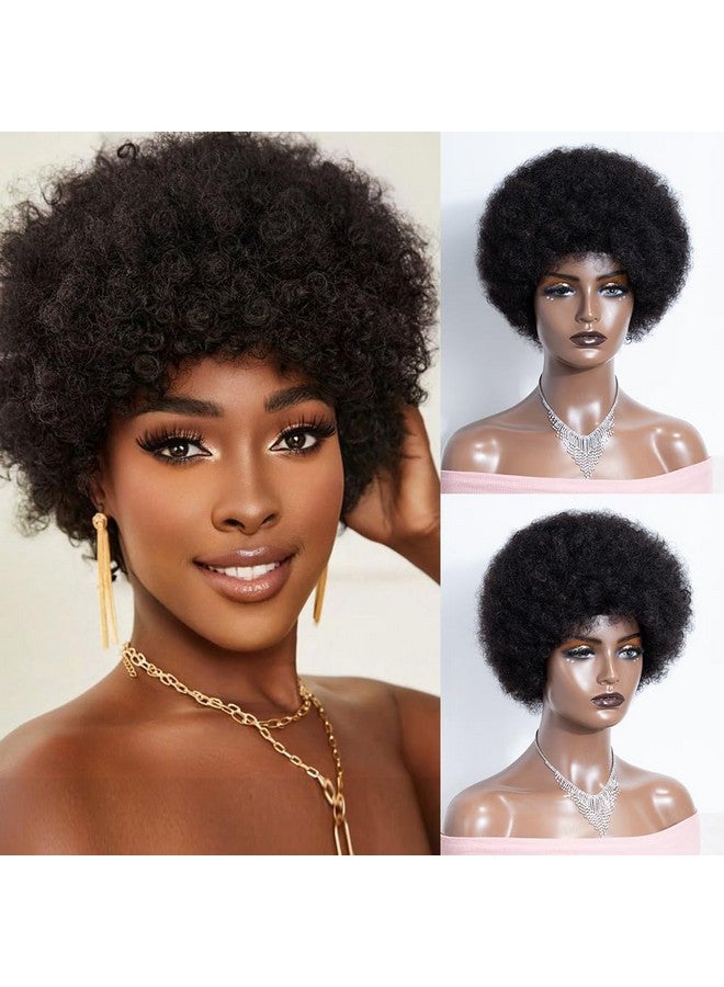 جويدر هير باروكة شعر بشري أفريقي قصير من JOEDIR HAIR للنساء ذوات البشرة السوداء، باروكة شعر أفريقي مجعدة سوداء طبيعية ناعمة ومرنة بدون غراء، كثافة 130% (اللون: طبيعي) - Image 1