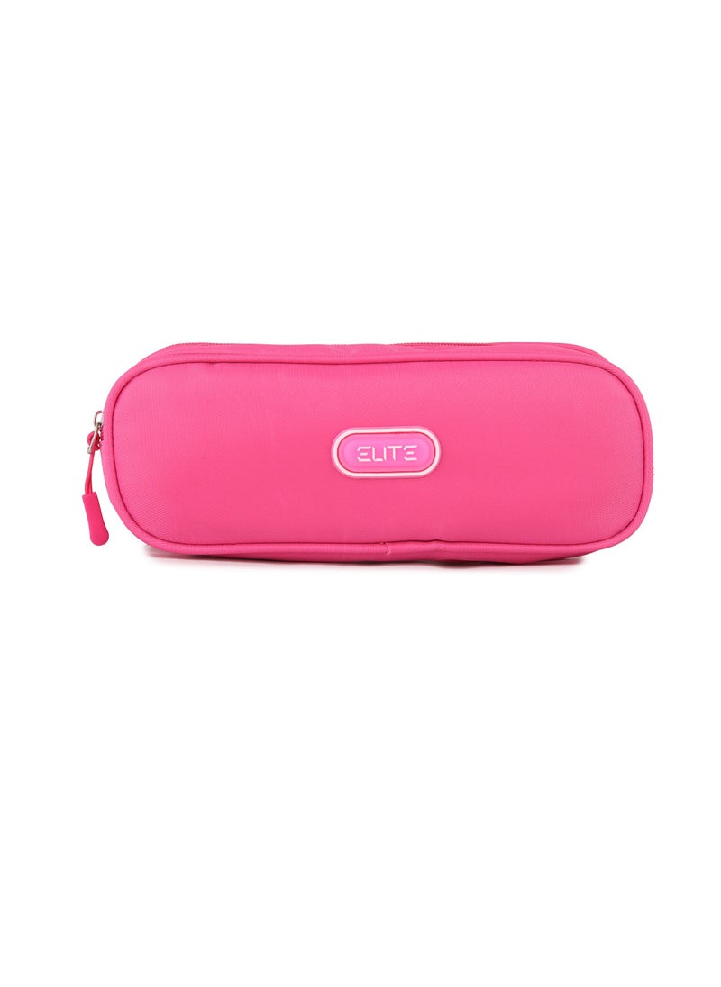 Elite Big Capacity Pencil Case Large Storage Bag 3 Compartments Canvas Pencil Pouch - No:GS217 - Pink  - Image 1