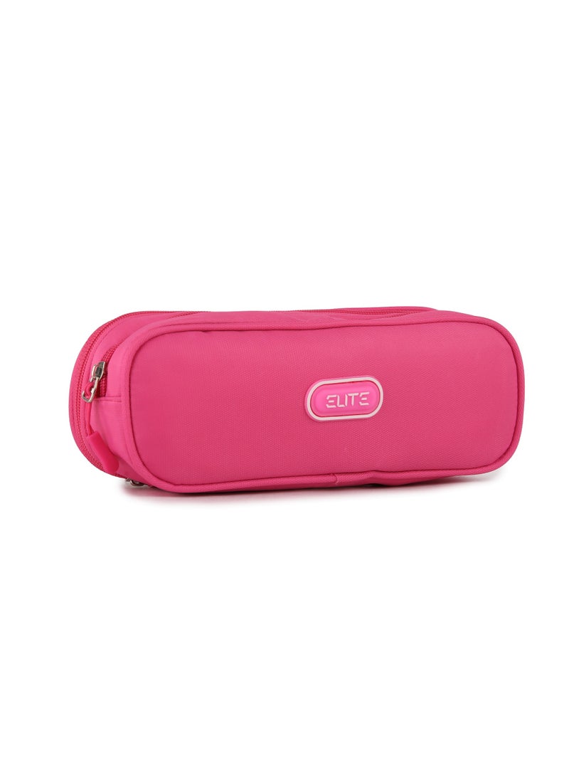 Elite Big Capacity Pencil Case Large Storage Bag 3 Compartments Canvas Pencil Pouch - No:GS217 - Pink  - Image 2