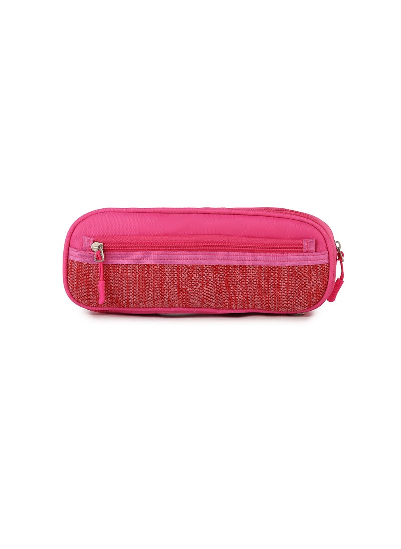 Elite Big Capacity Pencil Case Large Storage Bag 3 Compartments Canvas Pencil Pouch - No:GS217 - Pink  - Image 3