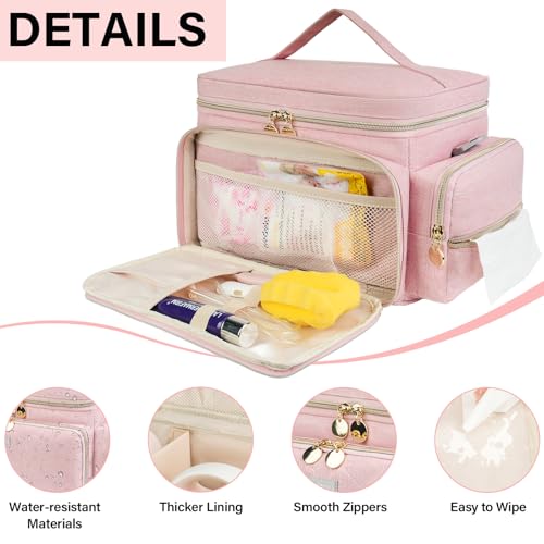 Jaffzora Breast Pump Bag Compatible with Spectra S1 and S2, Breast Pumping Travel Storage Bag with Waterproof Mat for Pumping Essentials and Accessories, Pink - Image 4