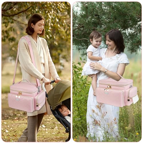 Jaffzora Breast Pump Bag Compatible with Spectra S1 and S2, Breast Pumping Travel Storage Bag with Waterproof Mat for Pumping Essentials and Accessories, Pink - Image 5