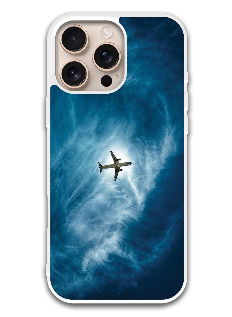 Theodor Protective Case Cover For APPLE IPHONE 16 Pro Max Plane In The Sky  (White Bumper) - Image 1