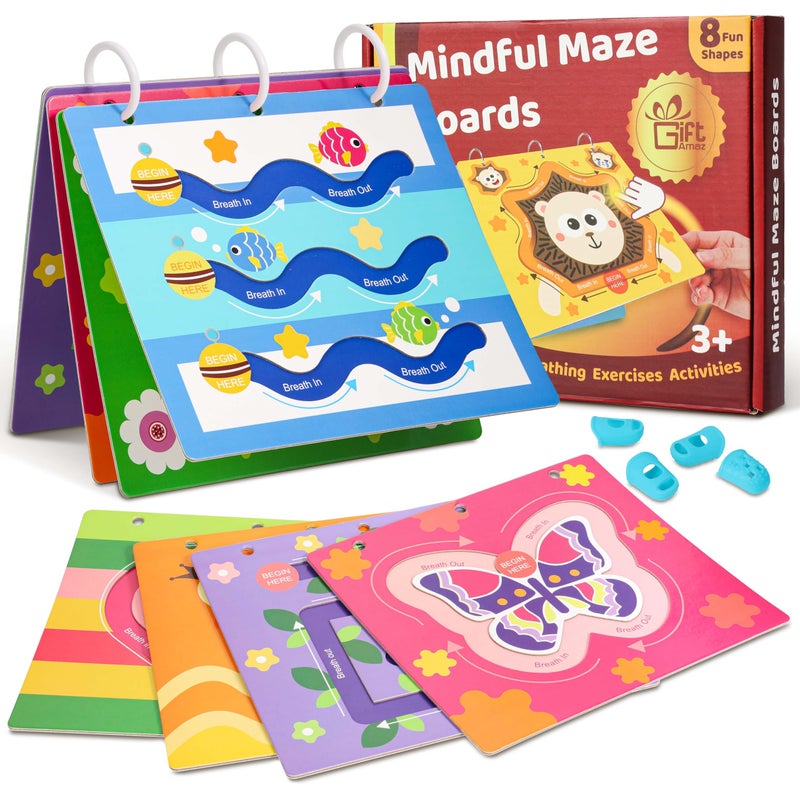 GiftAmaz Mindful Maze Boards Calming Toys for Kids Finger Path Breathing Boards Calming Corner Items Kids Social Emotional Learning Mindfulness Sensory Cardboard Birthday Toys Box for Kid 3 - Image 2