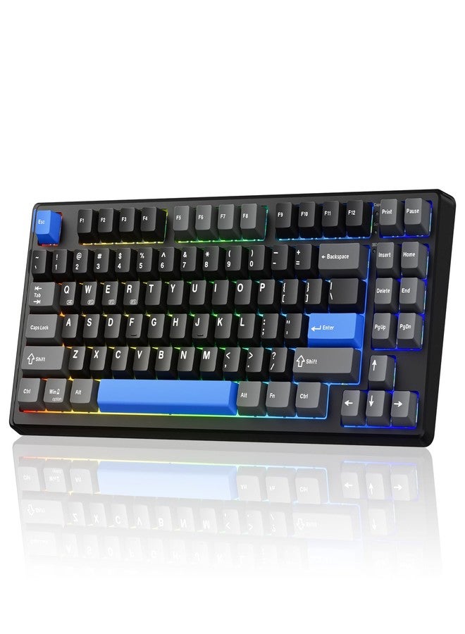 Kisnt KN85 Wireless Mechanical Gaming Keyboard, 75% Layout with RGB Backlit, Custom Hot Swappable, Creamy Sound, Bluetooth/2.4GHz/USB-C Compatible with Windows/Mac/PC (Textured Black,Linear Switch) - Image 2