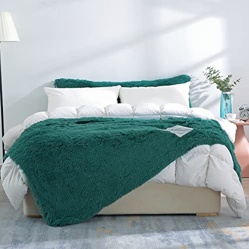 Reafort Shaggy Faux Fur Throw Blanket 60" x 70" – Ultra Soft Fluffy Plush Blanket, Double-Sided Cozy Micromink, Lightweight Warm Blanket for Couch, Bed, Sofa, Machine Washable (Evergreen) - Image 1