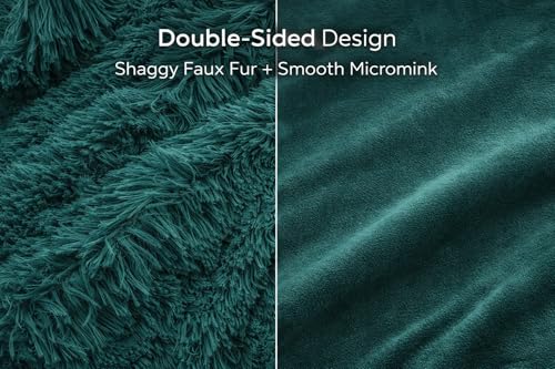 Reafort Shaggy Faux Fur Throw Blanket 60" x 70" – Ultra Soft Fluffy Plush Blanket, Double-Sided Cozy Micromink, Lightweight Warm Blanket for Couch, Bed, Sofa, Machine Washable (Evergreen) - Image 4
