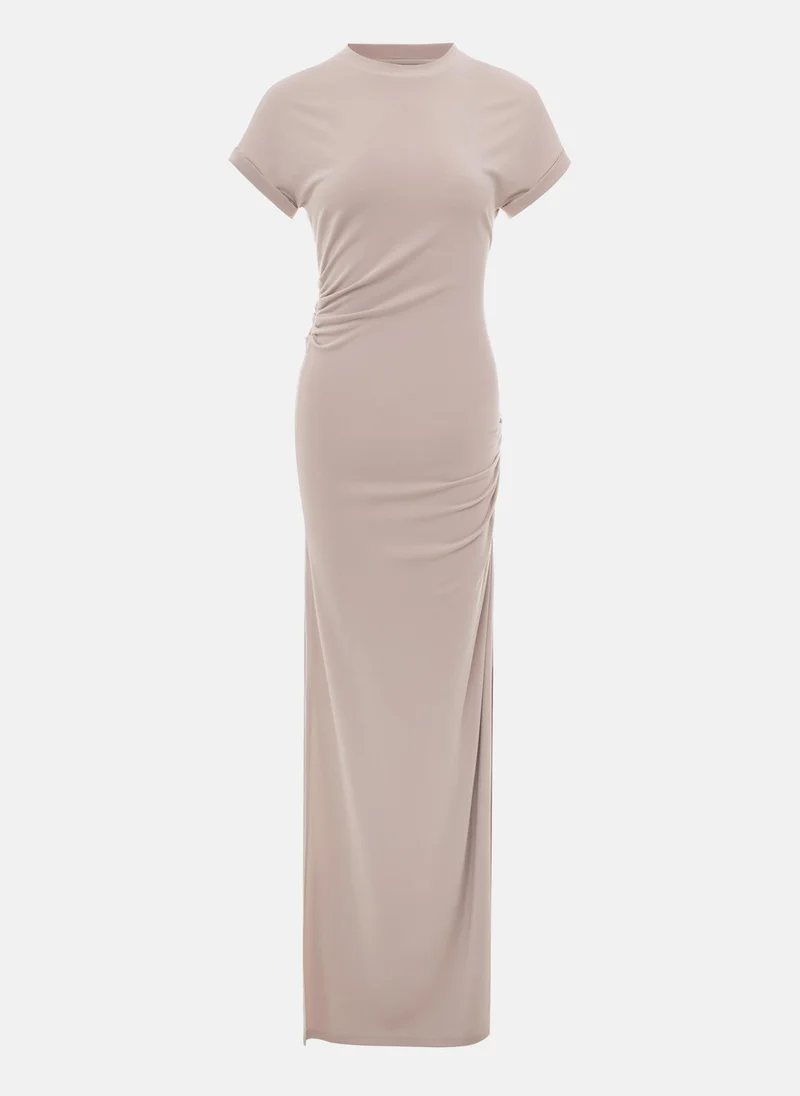 Lichi Fitted maxi dress with short sleeves
